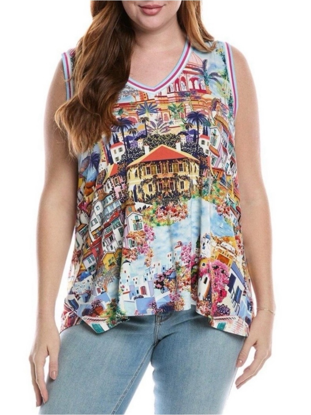 NWT Johnny Was Plus The Janie Favorite Rayon Swing Tank In Cannes Blue 2X